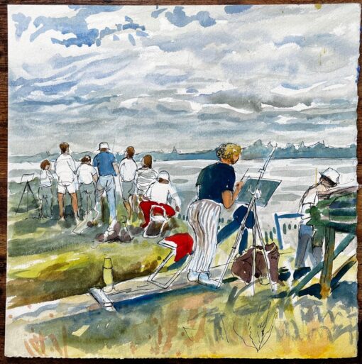 Flatford Mill Painting Course Group of Artists by British Painter John Steane - Image 2