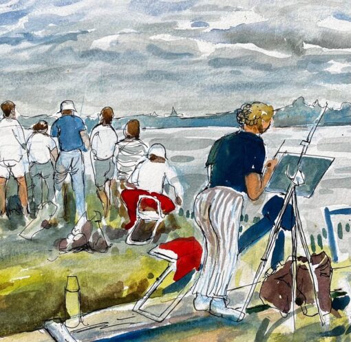 Flatford Mill Painting Course Group of Artists by British Painter John Steane - Image 7