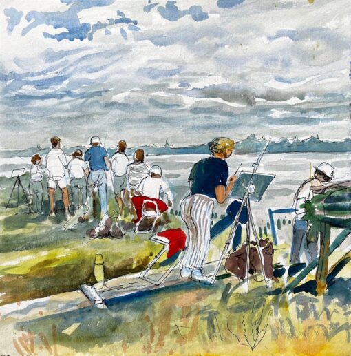 Flatford Mill Painting Course Group of Artists by British Painter John Steane