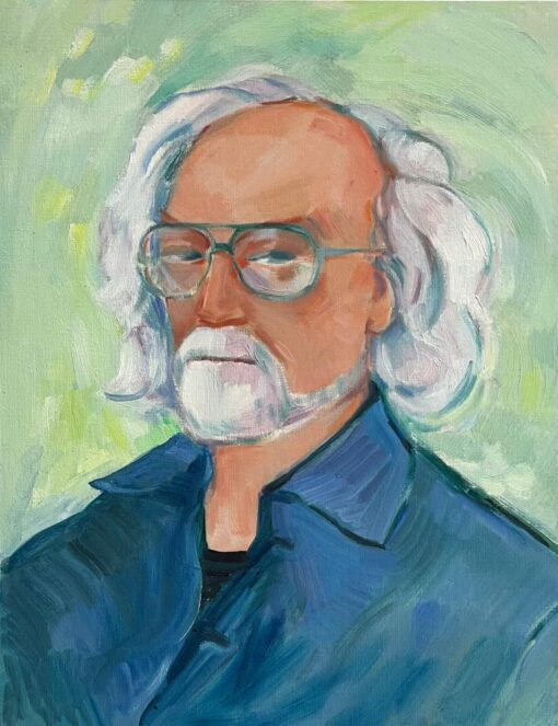 Portrait of a Gentleman in Blue with Glasses - Expressive Oil Painting