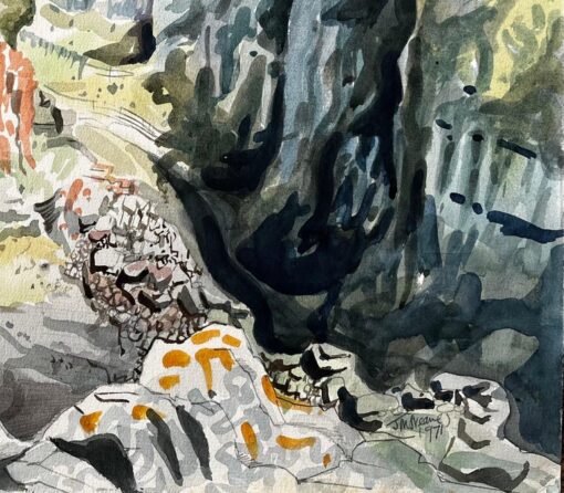 Dramatic Dorset Coast Cliff Landscape Watercolour by John Steane 1971 - Image 3
