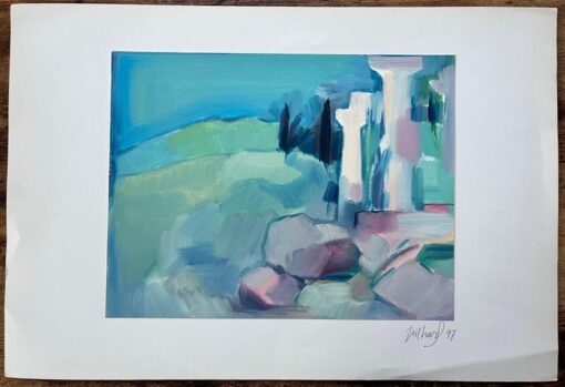 Abstract Landscape with Ancient Ruins - Contemporary Oil Painting - Image 2