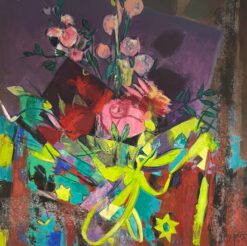 Huge Contemporary French Expressionist Abstract Modernist Still Life Painting