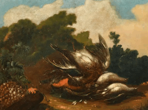 Fine 18th Century Old Master Oil Painting Dead Game in Landscape - Image 2