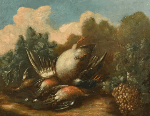Fine 18th Century Old Master Oil Painting Dead Game in Landscape - Image 2