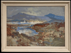 Fine British Impressionist Antique Oil Painting Scottish Highlands Coastal Inlet