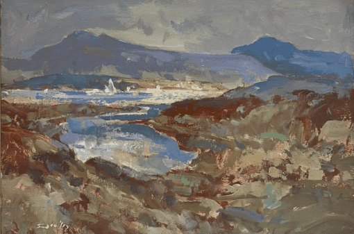 Fine British Impressionist Antique Oil Painting Scottish Highlands Coastal Inlet - Image 2