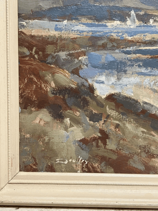 Fine British Impressionist Antique Oil Painting Scottish Highlands Coastal Inlet - Image 4