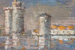 French Impressionist Three Towers with Reflections Oil Painting