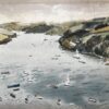 1963 Watercolour of Salcombe Harbour Devon with Boats, Estuary and Hillside View