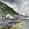 1977 Watercolour of Boscastle Village North Cornwall with Hill View and Cottages