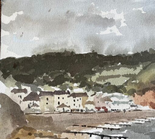 1991 Watercolour of Sidmouth East Devon with Cliffs, Sea and Coastal Townscape - Image 3