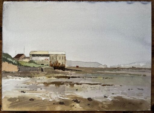 Low Tide Coastal Scene Appledore Harbour Devon Watercolour Landscape 1987 - Image 2