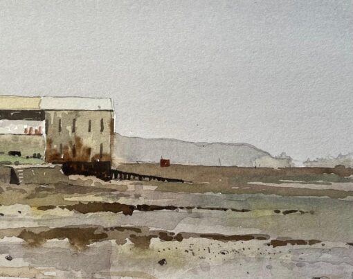 Low Tide Coastal Scene Appledore Harbour Devon Watercolour Landscape 1987 - Image 7