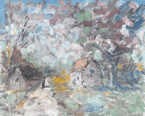 Figure Strolling Through The Rural Village Path French Oil Painting