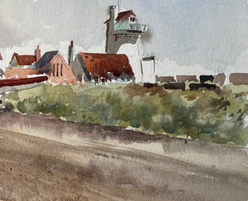 Original Watercolour Aldeburgh Suffolk Coastal Tower Boats and Buildings - Image 3