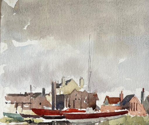 Original Watercolour Aldeburgh Suffolk Coastal Tower Boats and Buildings - Image 6