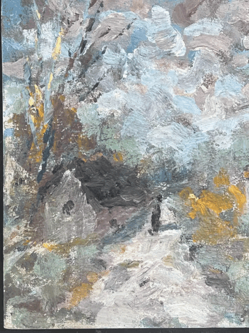 Figure Strolling Through The Rural Village Path French Oil Painting - Image 2