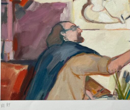 Original Oil Painting of a Candid Scene of an Artist Painting on an Easel - Image 3