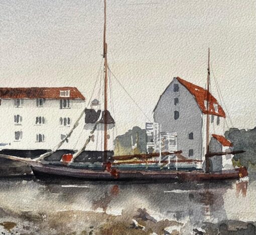 Woodbridge Tide Mill with Thames Sailing Barge Suffolk River Scene - Image 7