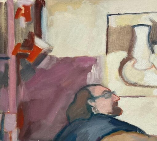 Original Oil Painting of a Candid Scene of an Artist Painting on an Easel - Image 5