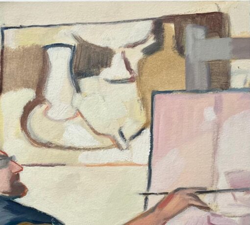 Original Oil Painting of a Candid Scene of an Artist Painting on an Easel - Image 6