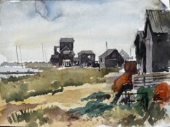 Walberswick Black Sheds and Fishing Nets Suffolk Coast Landscape 1996