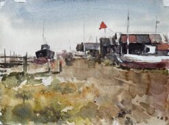Fishing Boats and Boat Sheds on Coastal Marsh May 1998 by Tony Herbert