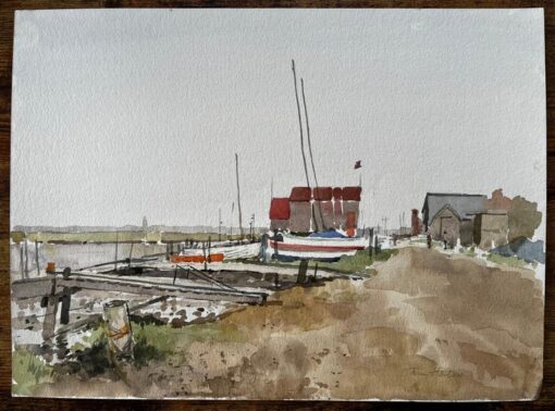 Southwold Harbour Boats and Boat Sheds with Jetty and Estuary Mudflats 1992 - Image 2