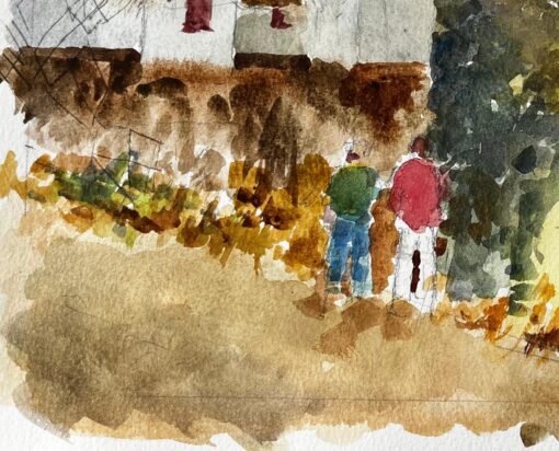 Flatford Mill Suffolk Landscape with Figures and Thatched Cottage Watercolour - Image 4