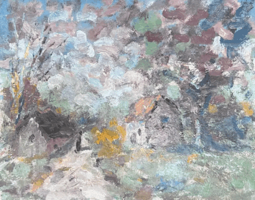 Figure Strolling Through The Rural Village Path French Oil Painting - Image 5