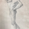 19th Century French Academic Drawing Portrait of Male Nude Young Man