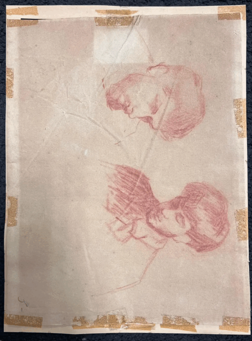 19th Century French Academic Drawing Portrait of Male Nude Young Man - Image 5