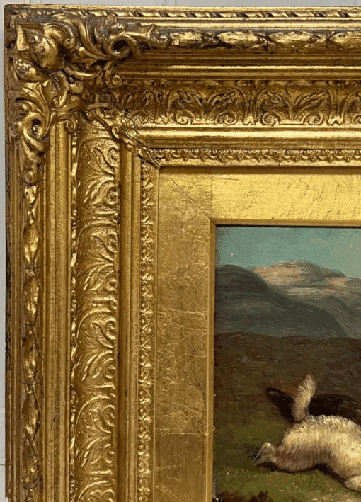 Fine Victorian English Oil Painting Three Terrier Dogs Highland Rabbit Hole - Image 4