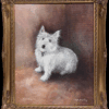 Portrait of Scruffy White West Highland Terrier Dog Signed English Oil Painting