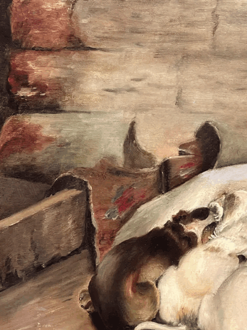 Fine Victorian English Dog Painting Proud Terrier Parents with Puppies, framed - Image 4