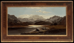 Fine Victorian Signed Oil Welsh Mountains Lake Panoramic North Wales Landscape