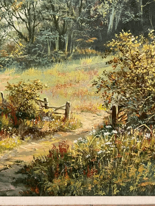 Large Traditional English Summer River Landscape Oil Painting Harvest & Picnic - Image 10