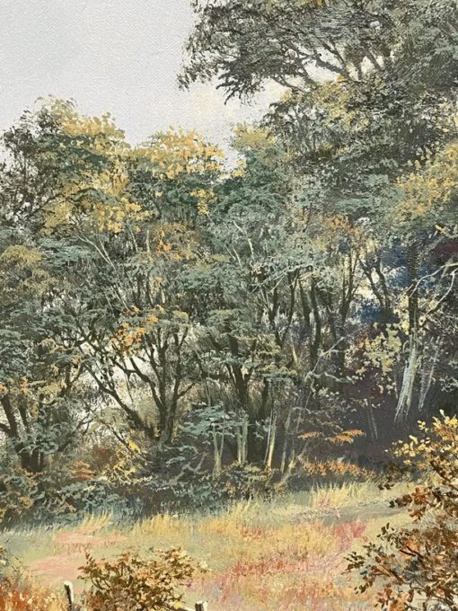 Large Traditional English Summer River Landscape Oil Painting Harvest & Picnic - Image 11
