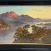 Antique Scottish Highlands Oil Painting Sunset over Highland Loch Lomond
