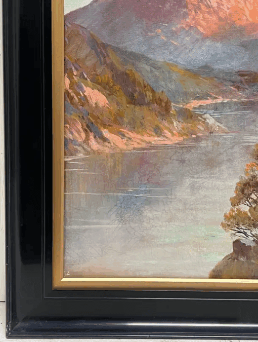 Antique Scottish Highlands Oil Painting Sunset over Highland Loch Lomond - Image 4