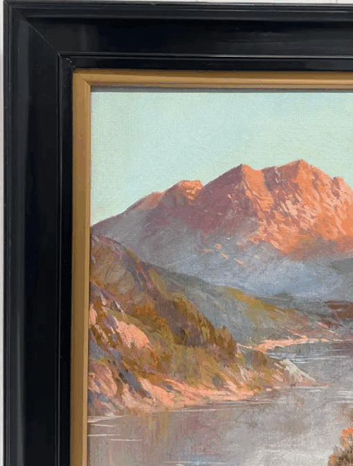 Antique Scottish Highlands Oil Painting Sunset over Highland Loch Lomond - Image 6