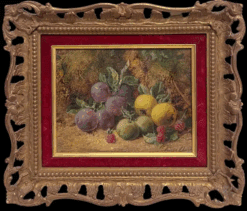 Fine Victorian English Still Life Oil Painting Fruit on the Ground Beautiful