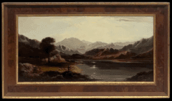 Fine 1880's Scottish Loch Dusk Landscape Shepherd & Sheep Perthshire Highlands