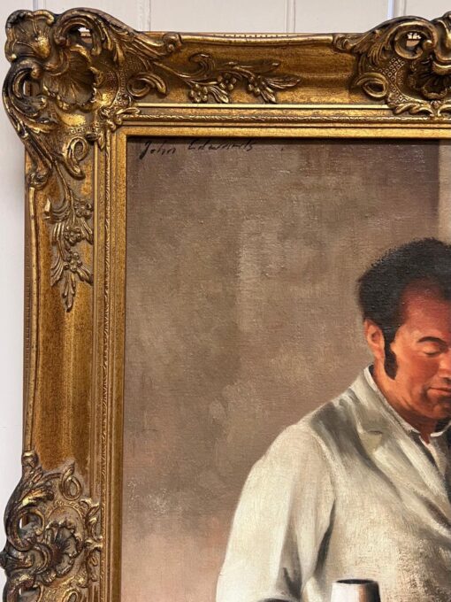 Traditional English Oil Painting depicting Metal Worker in his Workshop - Image 5