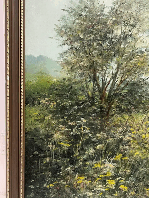 Large Traditional English Countryside Oil Painting Picking Flowers Wild Meadows - Image 3
