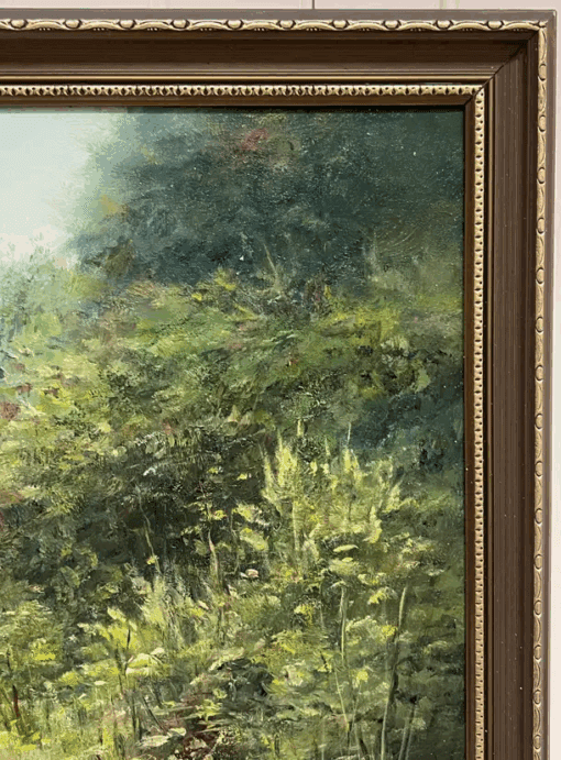 Large Traditional English Countryside Oil Painting Picking Flowers Wild Meadows - Image 7