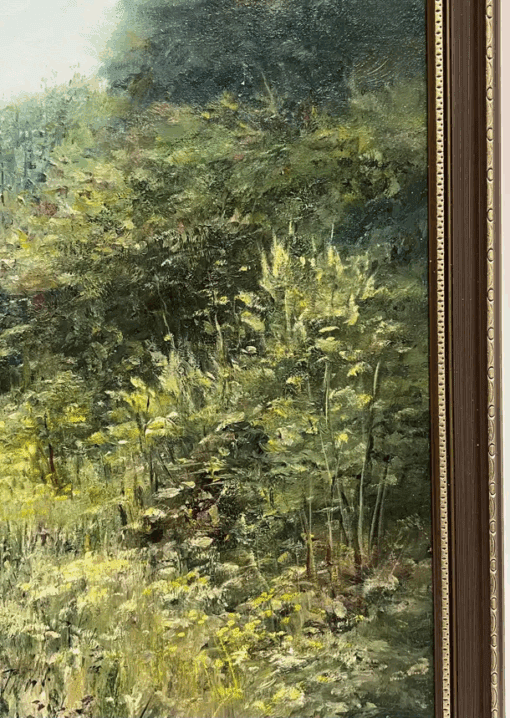 Large Traditional English Countryside Oil Painting Picking Flowers Wild Meadows - Image 8