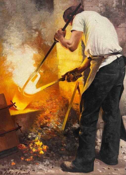 The Blacksmiths Forge Traditional English Rural Life Portrait Oil Painting - Image 2