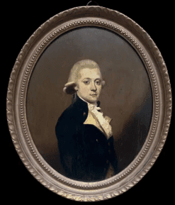 Fine 1800's English Oil on Panel Portrait of a Georgian Gentleman in Oval Frame